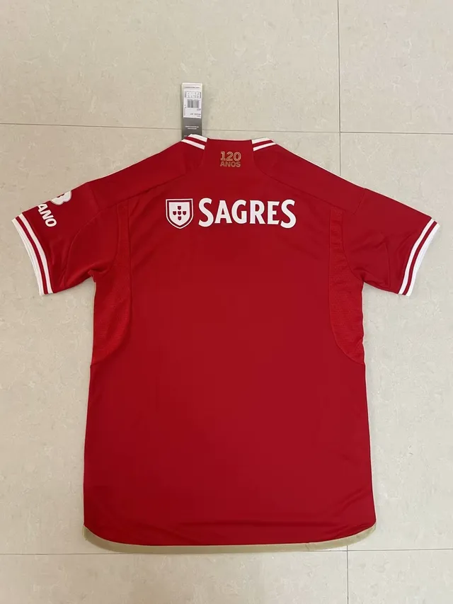 Adidas Benfica Rouge Blanc V-Neck Three-Stripe Shoulder Jersey 2