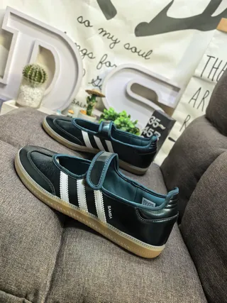 Adidas Black Blue Laceless Strap Mary Jane Shoes 7