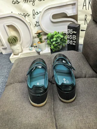 Adidas Black Blue Laceless Strap Mary Jane Shoes 8
