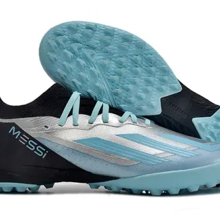 Adidas Black Blue Low-Cut Sock-Fit Upper Artificial-Grass Soccer Shoes