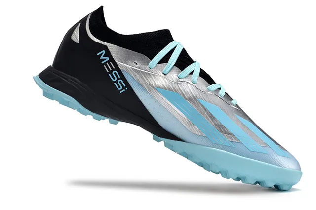 Adidas Black Blue Low-Cut Sock-Fit Upper Artificial-Grass Soccer Shoes 2