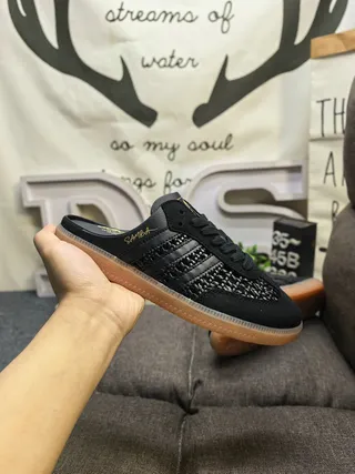 Adidas Black Brown Woven Textile Upper Gum Rubber Sole Lifestyle Sneakers 5