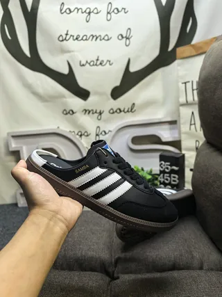 Adidas Noir Marron Supérieur Tissé Semelle Gomme Loafer 15