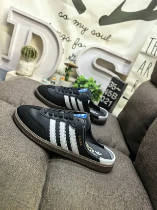 Adidas Noir Marron Supérieur Tissé Semelle Gomme Loafer 17
