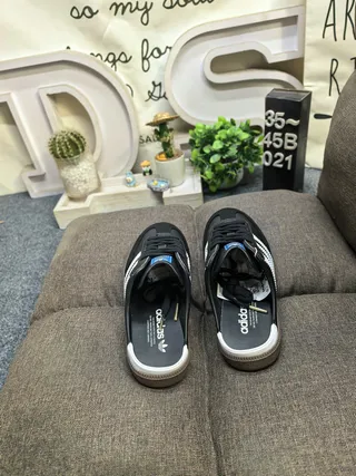 Adidas Noir Marron Supérieur Tissé Semelle Gomme Loafer 18