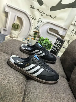 Adidas Noir Marron Supérieur Tissé Semelle Gomme Loafer 19