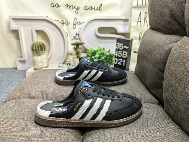 Adidas Noir Marron Supérieur Tissé Semelle Gomme Loafer 21