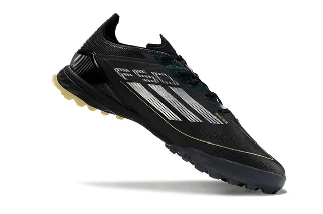 Adidas Black Gold Coupe Basse Tige Synthétique Clous Coniques Moldés Chaussures de Football pour Pelouse 2