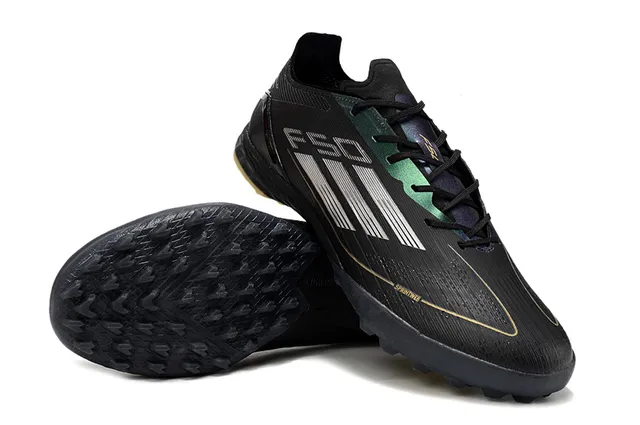 Adidas Black Gold Coupe Basse Tige Synthétique Clous Coniques Moldés Chaussures de Football pour Pelouse 4