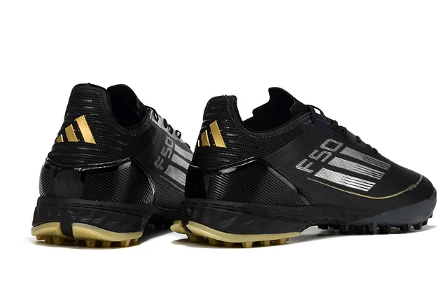 Adidas Black Gold Coupe Basse Tige Synthétique Clous Coniques Moldés Chaussures de Football pour Pelouse 5