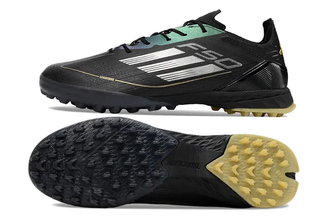 Adidas Black Gold Coupe Basse Tige Synthétique Clous Coniques Moldés Chaussures de Football pour Pelouse 6