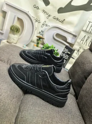 Adidas Black Gold Textured Upper Accent Sneakers 7