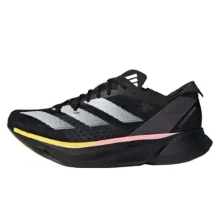 Adidas Zapatillas de correr negras grises con upper de malla ingenieril y branding de tres tiras