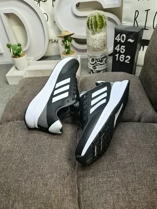 Adidas Black Gray Mesh Upper Three-Stripe Side Panel Lifestyle Sneakers 15