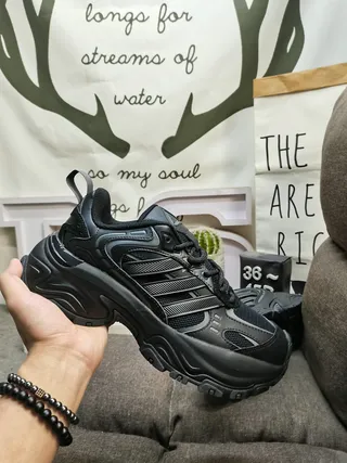 Adidas Black Gray Sole Monochrome Chunky Sneakers 5
