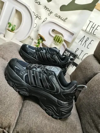 Adidas Black Gray Sole Monochrome Chunky Sneakers 7