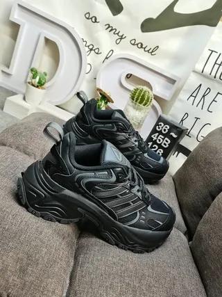 Adidas Black Gray Sole Monochrome Chunky Sneakers 9