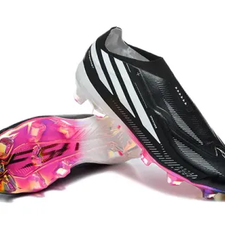 Adidas Black Multicolor Slip-On Sock-Fit Upper Iridescent Translucent Sole Firm-Ground Soccer Shoes