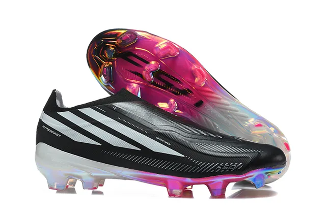 Adidas Black Multicolor Slip-On Sock-Fit Upper Iridescent Translucent Sole Firm-Ground Soccer Shoes 2