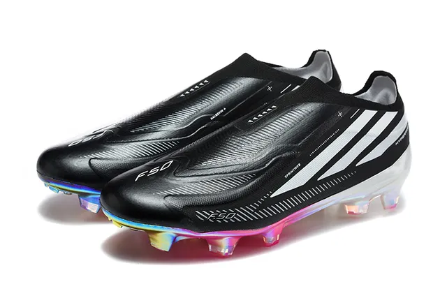 Adidas Black Multicolor Slip-On Sock-Fit Upper Iridescent Translucent Sole Firm-Ground Soccer Shoes 8