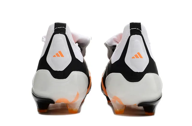 Adidas Black Orange Laceless Strap Closure Three-Stripe Synthetic Overlay Firm-Ground Soccer Shoes 4