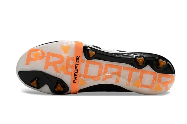 Adidas Black Orange Laceless Strap Closure Three-Stripe Synthetic Overlay Firm-Ground Soccer Shoes 6