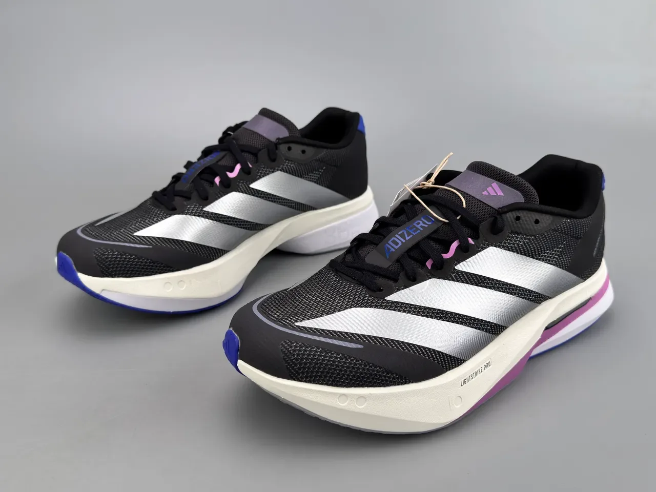 Adidas Black Purple Engineered Mesh Upper Three-Stripe Branding Running Shoes 5