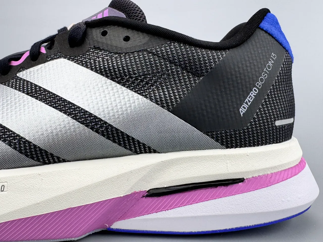 Adidas Black Purple Engineered Mesh Upper Three-Stripe Branding Running Shoes 7