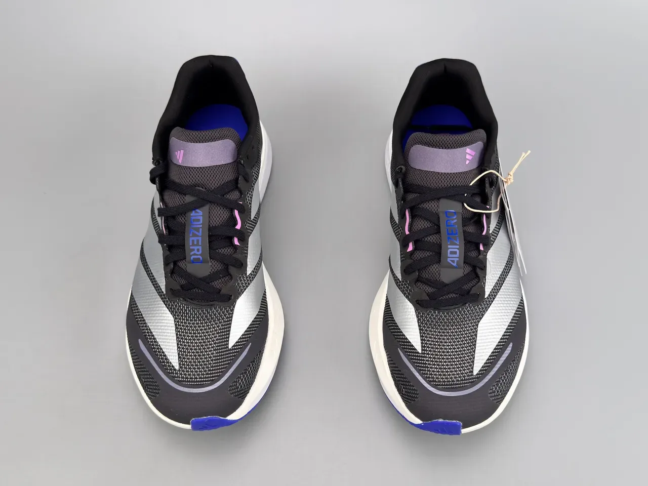 Adidas Black Purple Engineered Mesh Upper Three-Stripe Branding Running Shoes 9