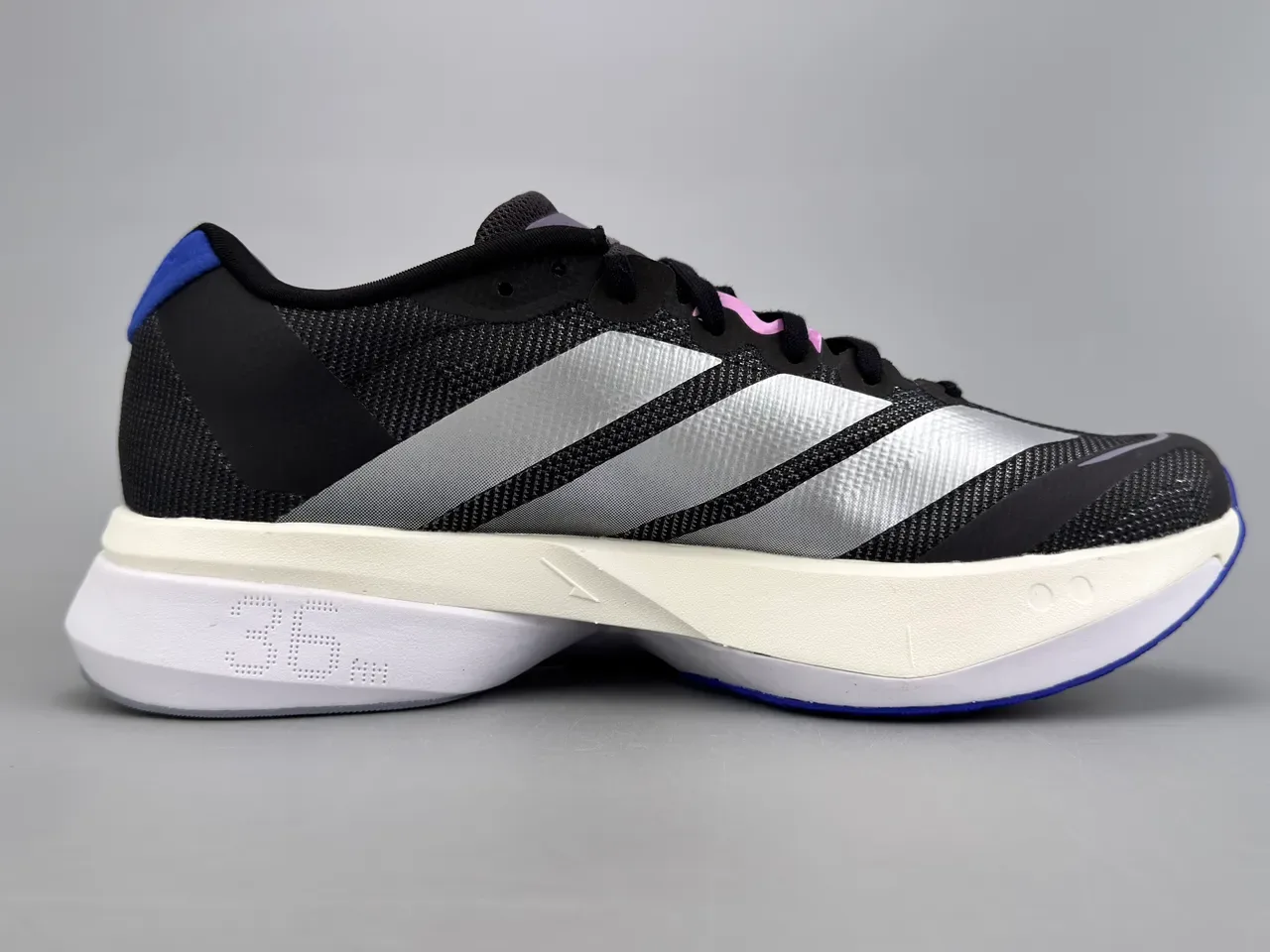 Adidas Black Purple Engineered Mesh Upper Three-Stripe Branding Running Shoes 10