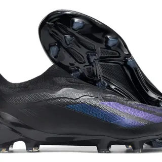 Adidas Black Purple Low-Cut Knit Collar Gradient Stripe Overlay Firm-Ground Soccer Shoes