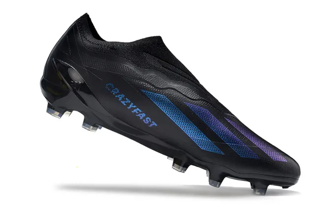Adidas Chaussures de football noir violet bas-coupé col tricot rayures dégradées superposition terrain ferme 2
