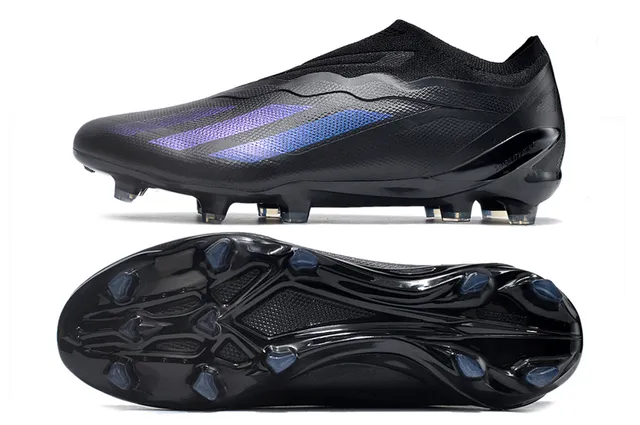 Adidas Chaussures de football noir violet bas-coupé col tricot rayures dégradées superposition terrain ferme 6