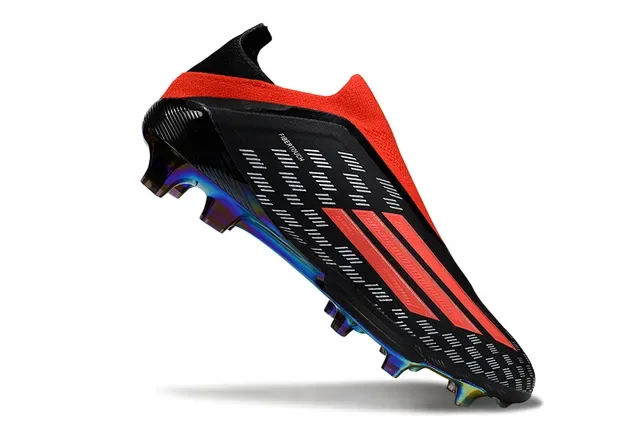 Adidas Black Red Low-Cut Sock-Fit Collar Iridescent Holographic Outsole Firm-Ground Soccer Shoes 2