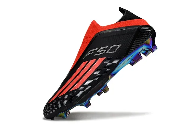 Adidas Black Red Low-Cut Sock-Fit Collar Iridescent Holographic Outsole Firm-Ground Soccer Shoes 3