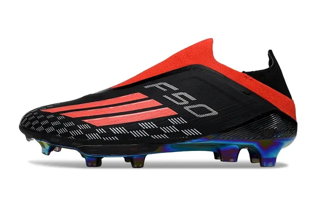 Adidas Black Red Low-Cut Sock-Fit Collar Iridescent Holographic Outsole Firm-Ground Soccer Shoes 7