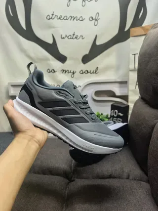 Adidas Black Silver Mesh-and-Synthetic Upper Three-Stripe Side Panel Lifestyle Sneakers 5