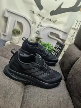 Adidas Black Silver Mesh-and-Synthetic Upper Three-Stripe Side Panel Lifestyle Sneakers 19
