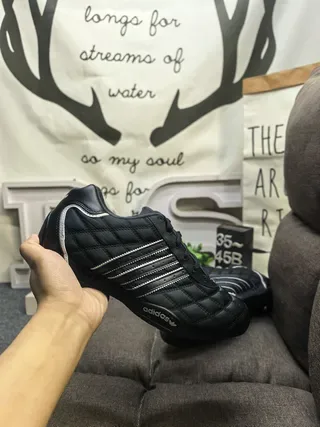 Adidas Black Silver Quilted Synthetic Upper Three Stripes Sneakers 5
