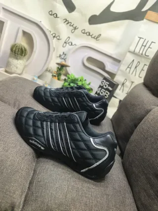 Adidas Black Silver Quilted Synthetic Upper Three Stripes Sneakers 7