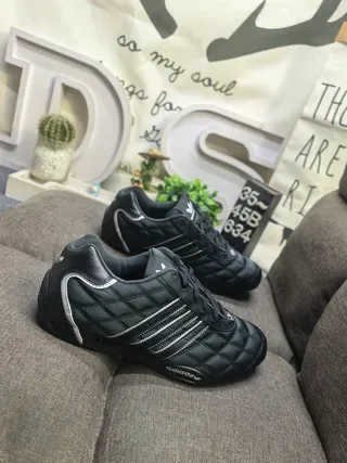 Adidas Black Silver Quilted Synthetic Upper Three Stripes Sneakers 9