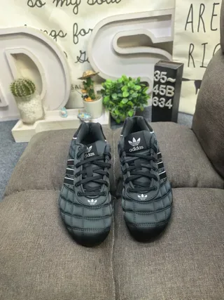 Adidas Black Silver Quilted Synthetic Upper Three Stripes Sneakers 10