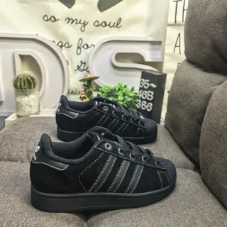 Adidas Black Suede Upper Tonal Stitching Lifestyle Sneakers