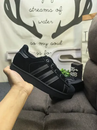 Adidas Black Suede Upper Tonal Stitching Lifestyle Sneakers 5