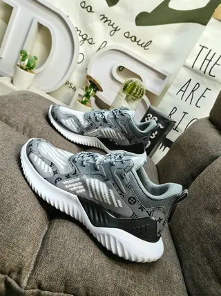 Adidas Black White Knit Upper Monogram Print Lifestyle Sneakers 7