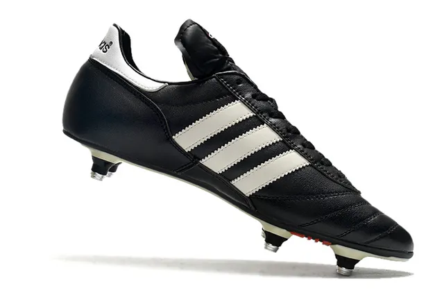 Adidas Noir Blanc Cuero Superior Trois Rayures Terrain Firme Chaussures de Football 2