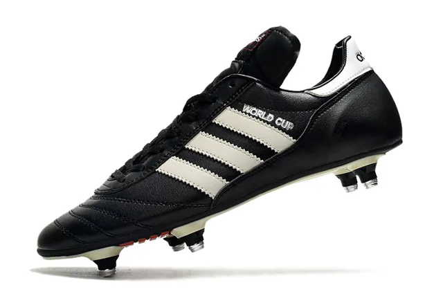 Adidas Noir Blanc Cuero Superior Trois Rayures Terrain Firme Chaussures de Football 3