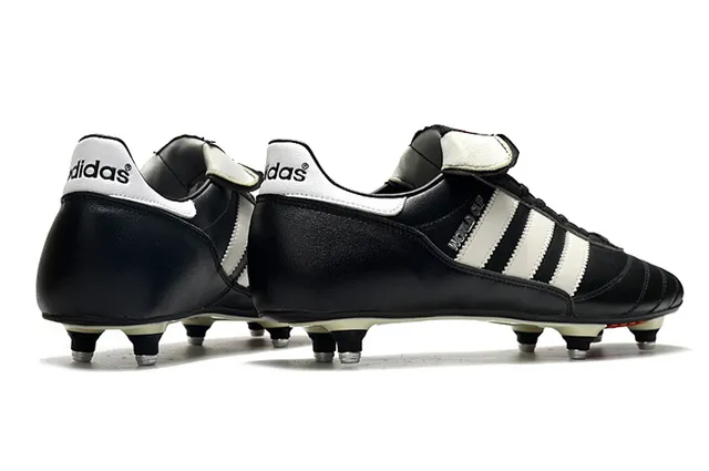 Adidas Noir Blanc Cuero Superior Trois Rayures Terrain Firme Chaussures de Football 5