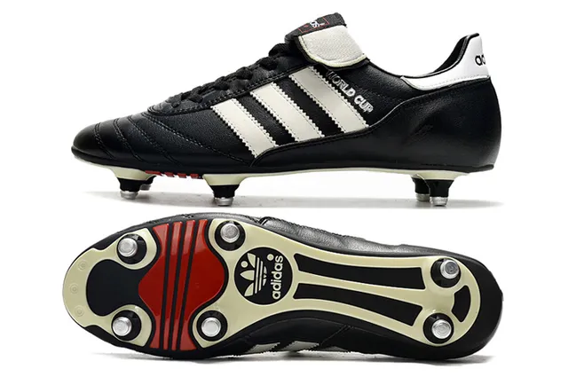 Adidas Noir Blanc Cuero Superior Trois Rayures Terrain Firme Chaussures de Football 6