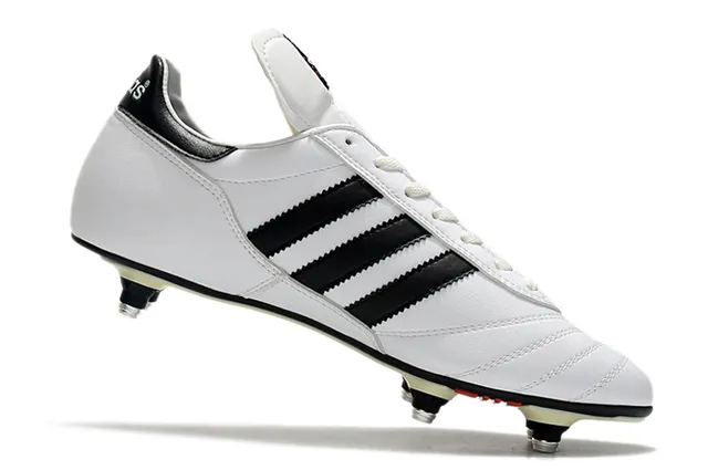 Adidas Noir Blanc Cuero Superior Trois Rayures Terrain Firme Chaussures de Football 8